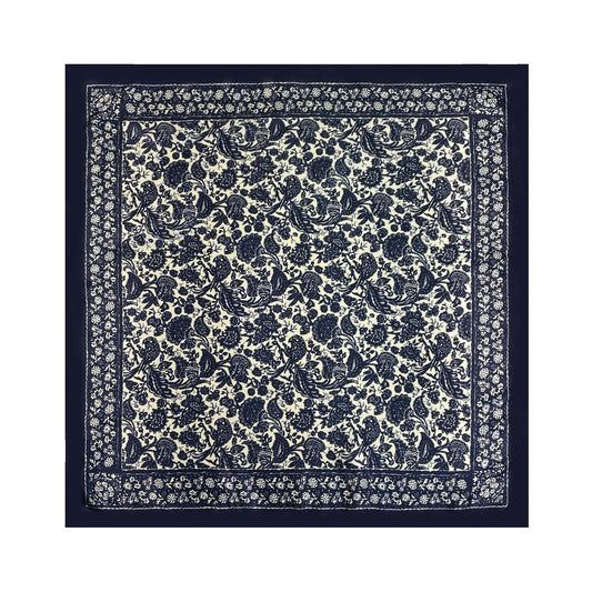 Blue Paisley Silk-Feel Square Scarf