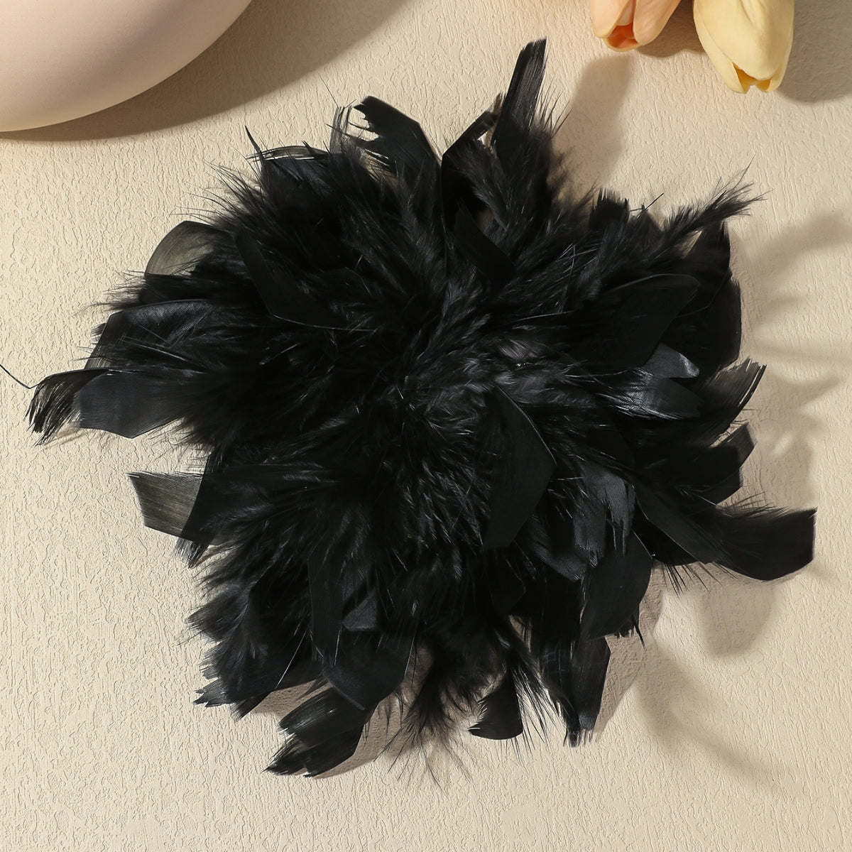 Black & Multicolor Feather Brooch Set – 2 Large Statement Pins