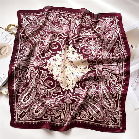 Burgundy Paisley Square Scarf for Women