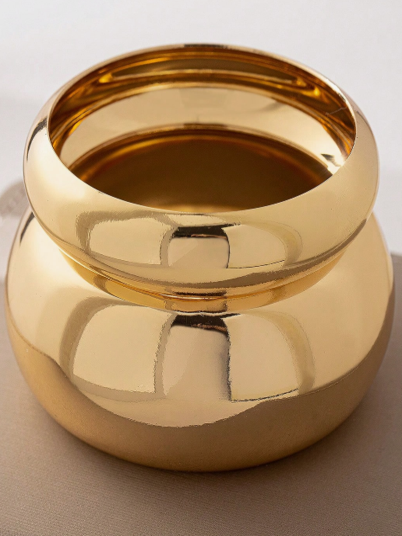 2pcs Gold Tone Chunky Stackable Bangle Bracelet Set Minimalist Trendy Statement