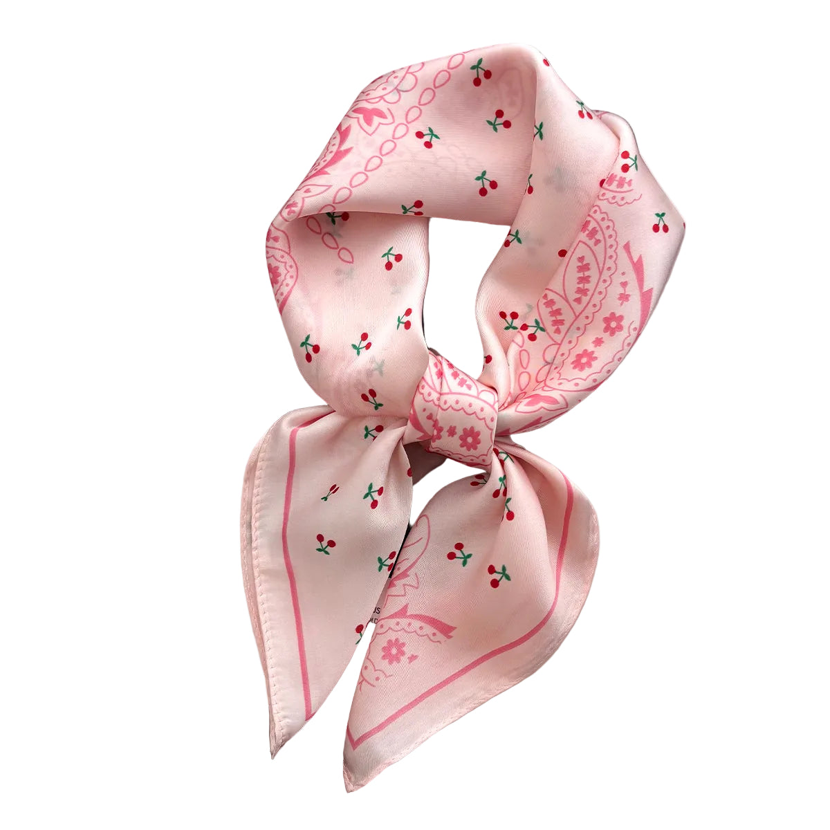 Cherry Paisley Silk-Feel Square Scarf in Blush Pink