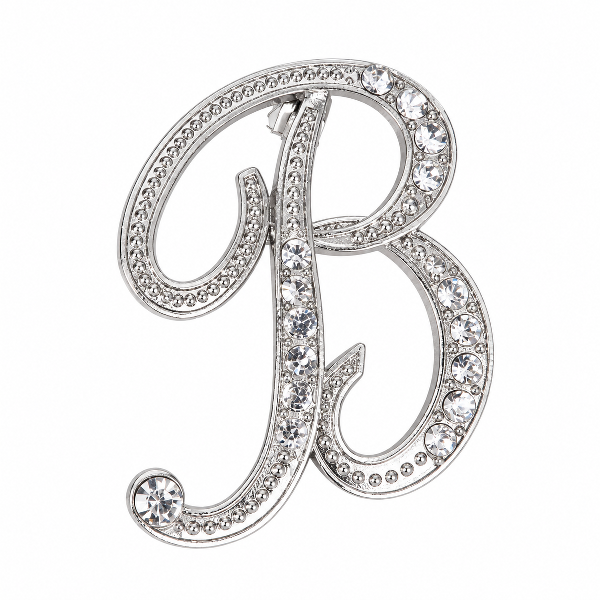 Two-Piece Letter B Rhinestone Brooch Set, Gold & Silver Tone