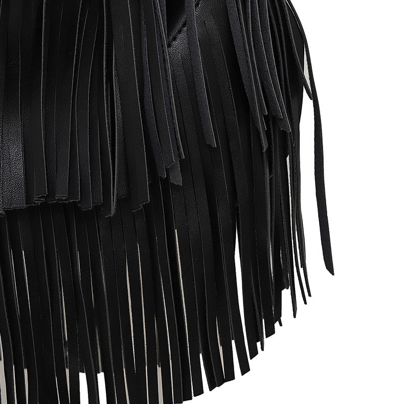 Womens Fringe Hobo Bag Tassel Shoulder Tote Faux Leather Boho Satchel Purse