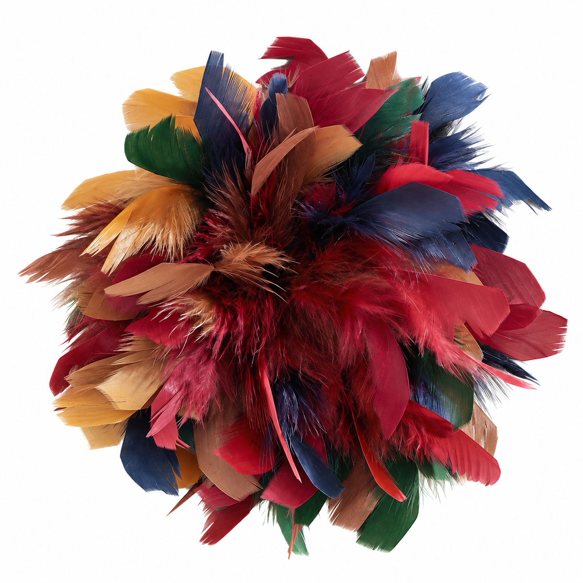 Black & Multicolor Feather Brooch Set – 2 Large Statement Pins