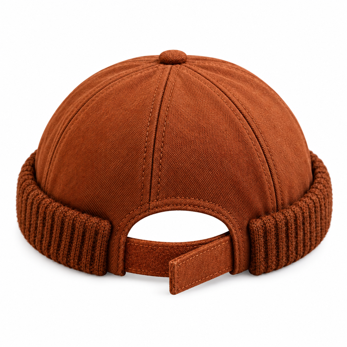Rust Brown Docker Cap Unisex Adjustable Brimless Hat Ribbed Cuff Fisherman Style