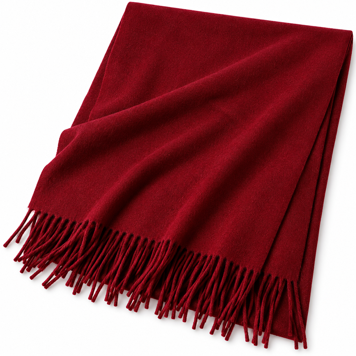 Super Soft Cashmere Feel Acrylic Scarf Wrap Burgundy Red Long Fringe