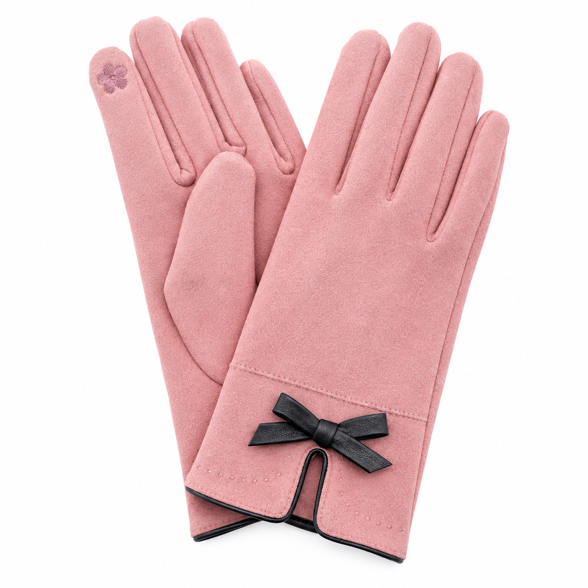 Women's Touchscreen Winter Gloves Bow Detail Plush Lined One Size Colors