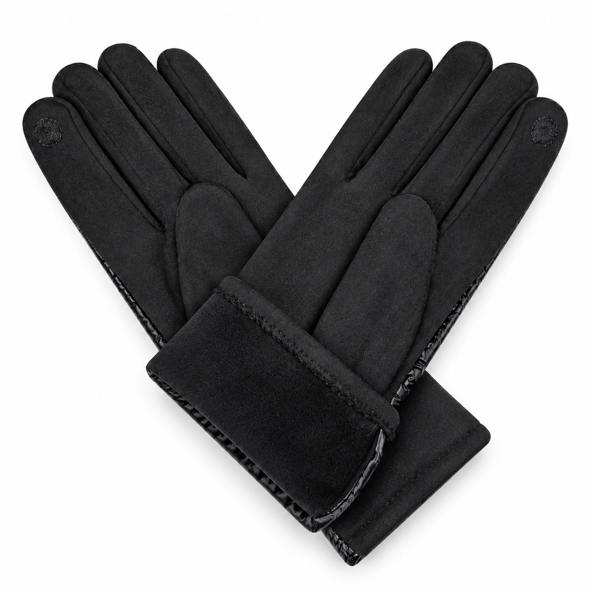 Women's Black Quilted Touchscreen Winter Gloves
