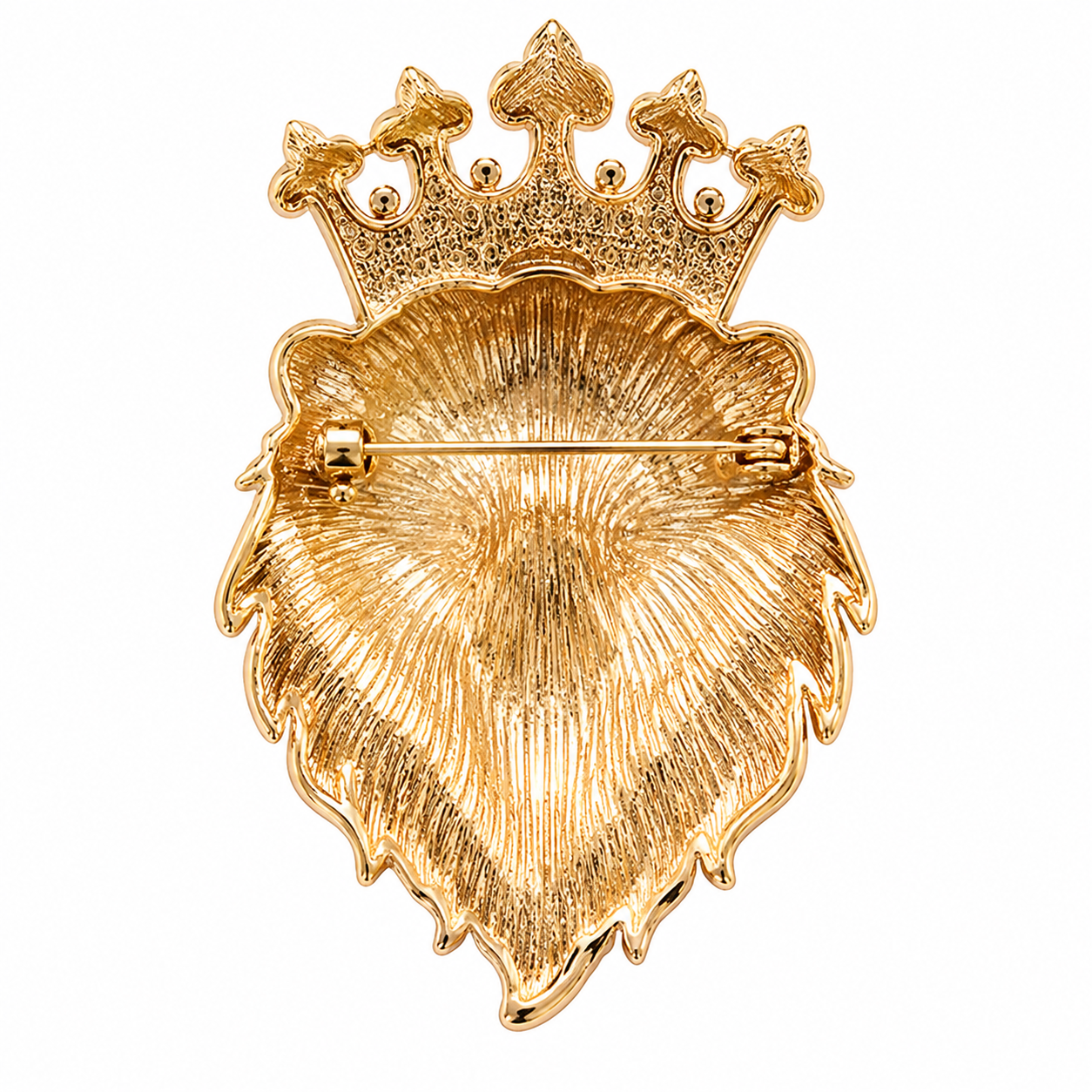 Colorful Crowned Lion Head Brooch Crystal Enamel Statement Pin