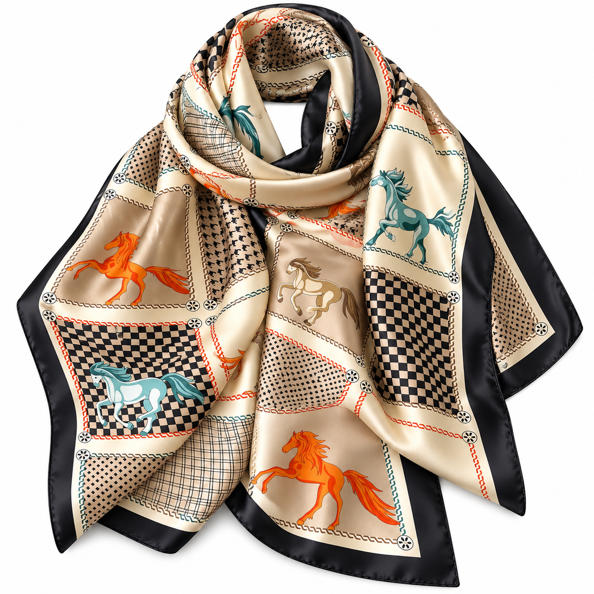 Oversized Equestrian Horse Print Scarf for Women – Elegant Fashion Wrap