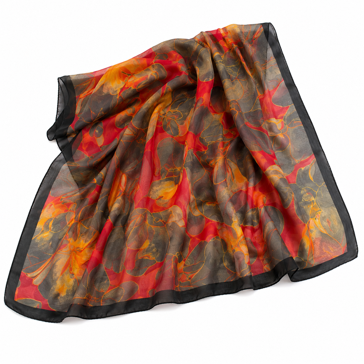 Autumn Ember Floral Silk-Feel Wrap Scarf