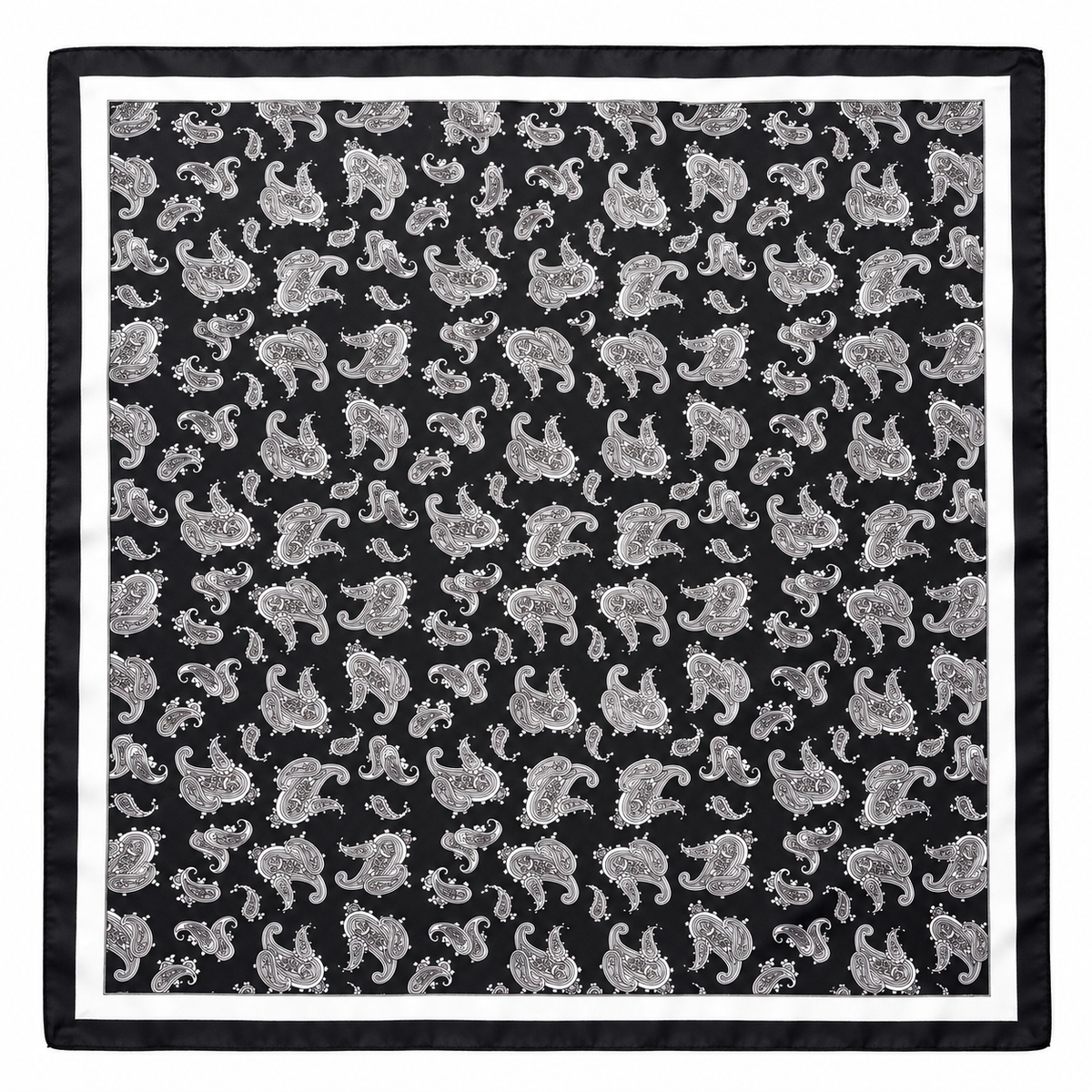 Women's Two-Piece Paisley Square Scarf Set, Black & Burgundy