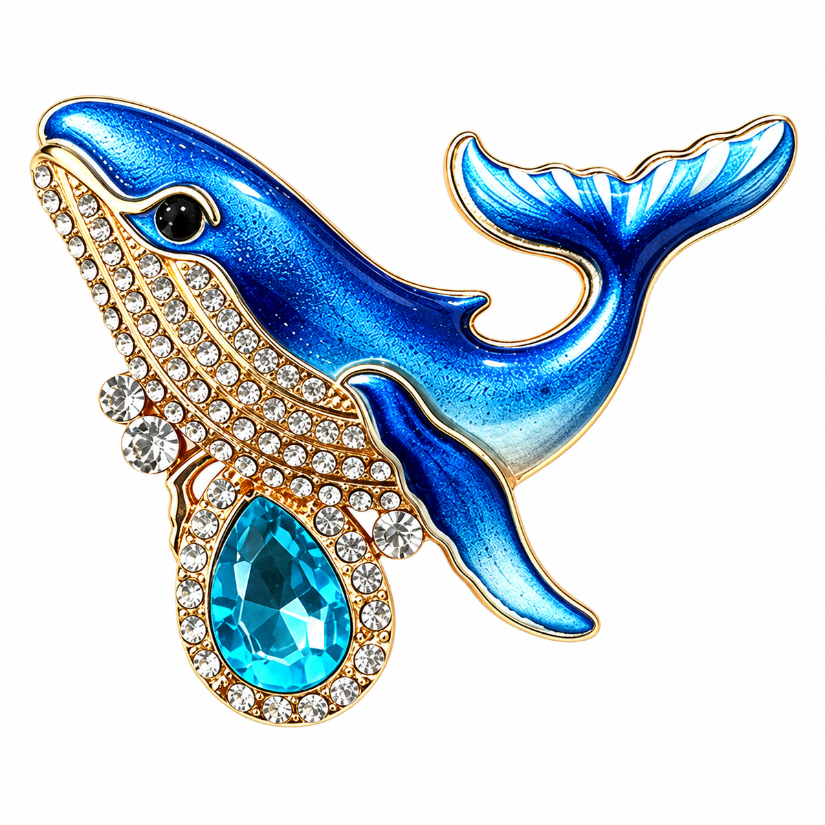 3-Piece Whale Rhinestone Brooch Pin Set for Women