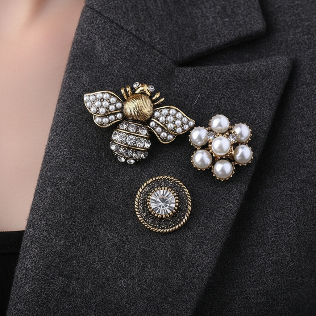 3-Piece Brooch Cluster Close-Up