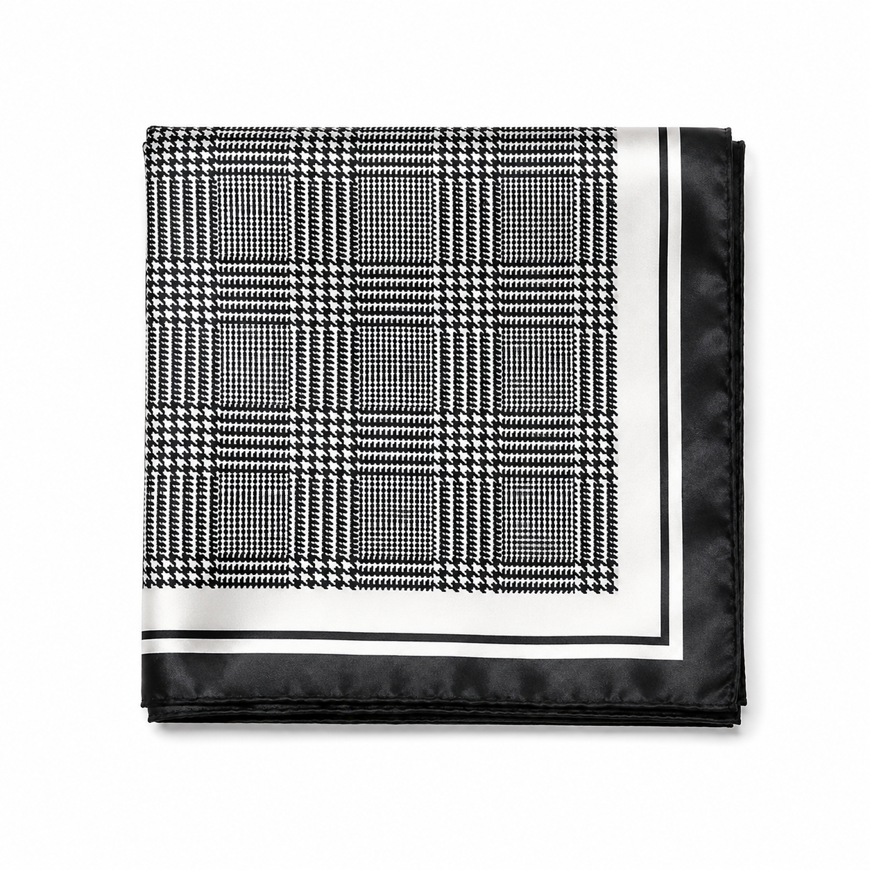 Houndstooth Glen Plaid Silk-Feel Square Scarf 35"x35"