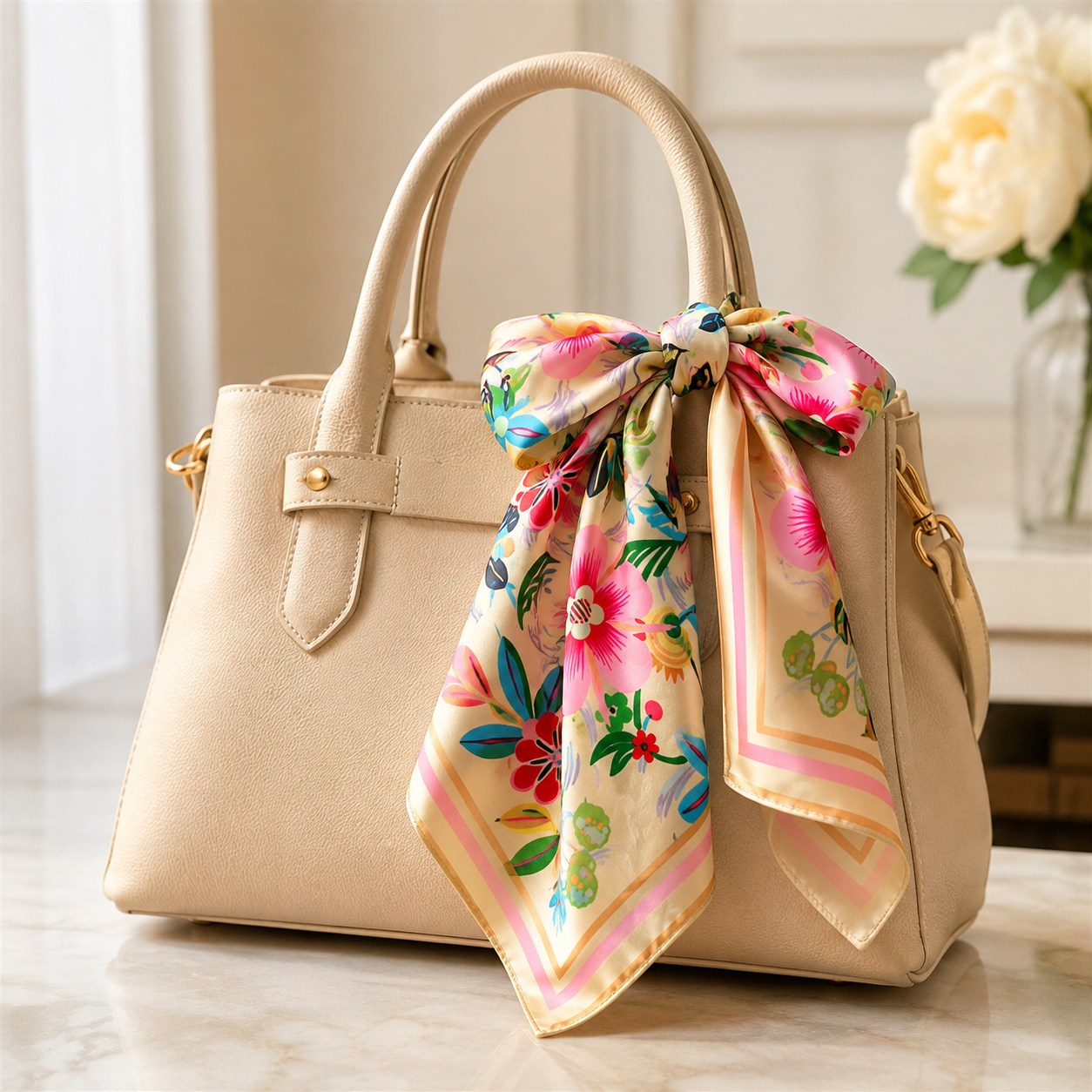 2-Piece Floral Silk-Feel Square Scarf Set | 70cm x 70cm