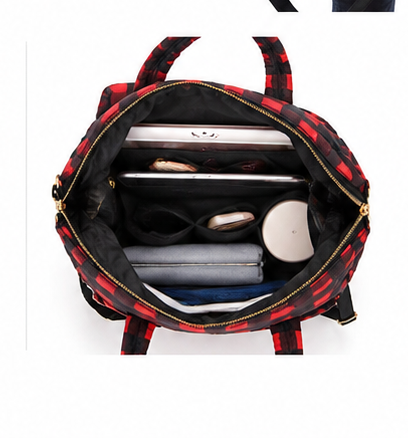 Buffalo Check Puffer Tote Bag – Women's Large Quilted Shoulder Bag