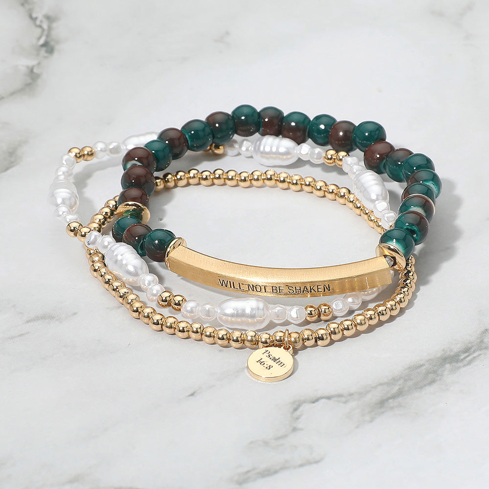 3PCS “Will Not Be Shaken” Inspirational Bracelet Set