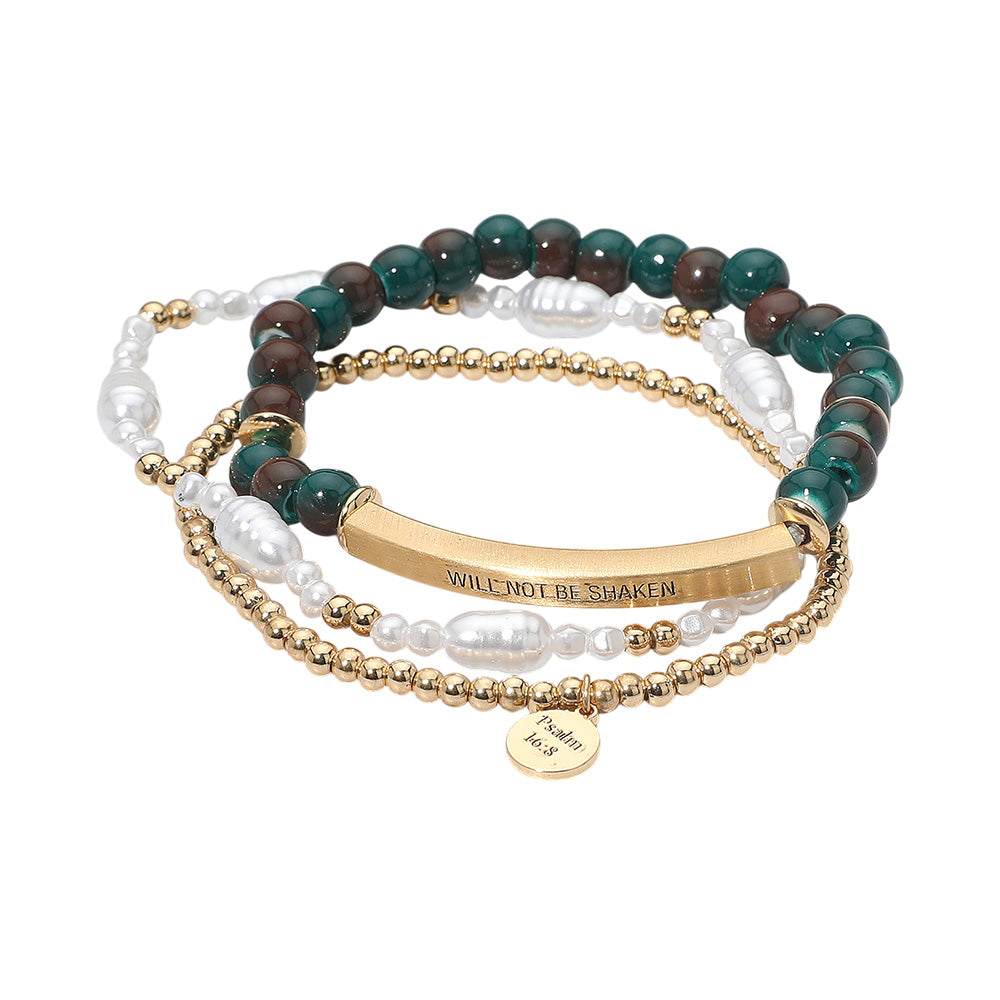 3PCS “Will Not Be Shaken” Inspirational Bracelet Set