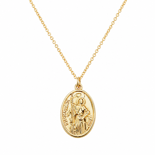 SECRET BOX 14K Gold Dipped St. Joan Of Arc Women's Round Chain Pendant Necklace