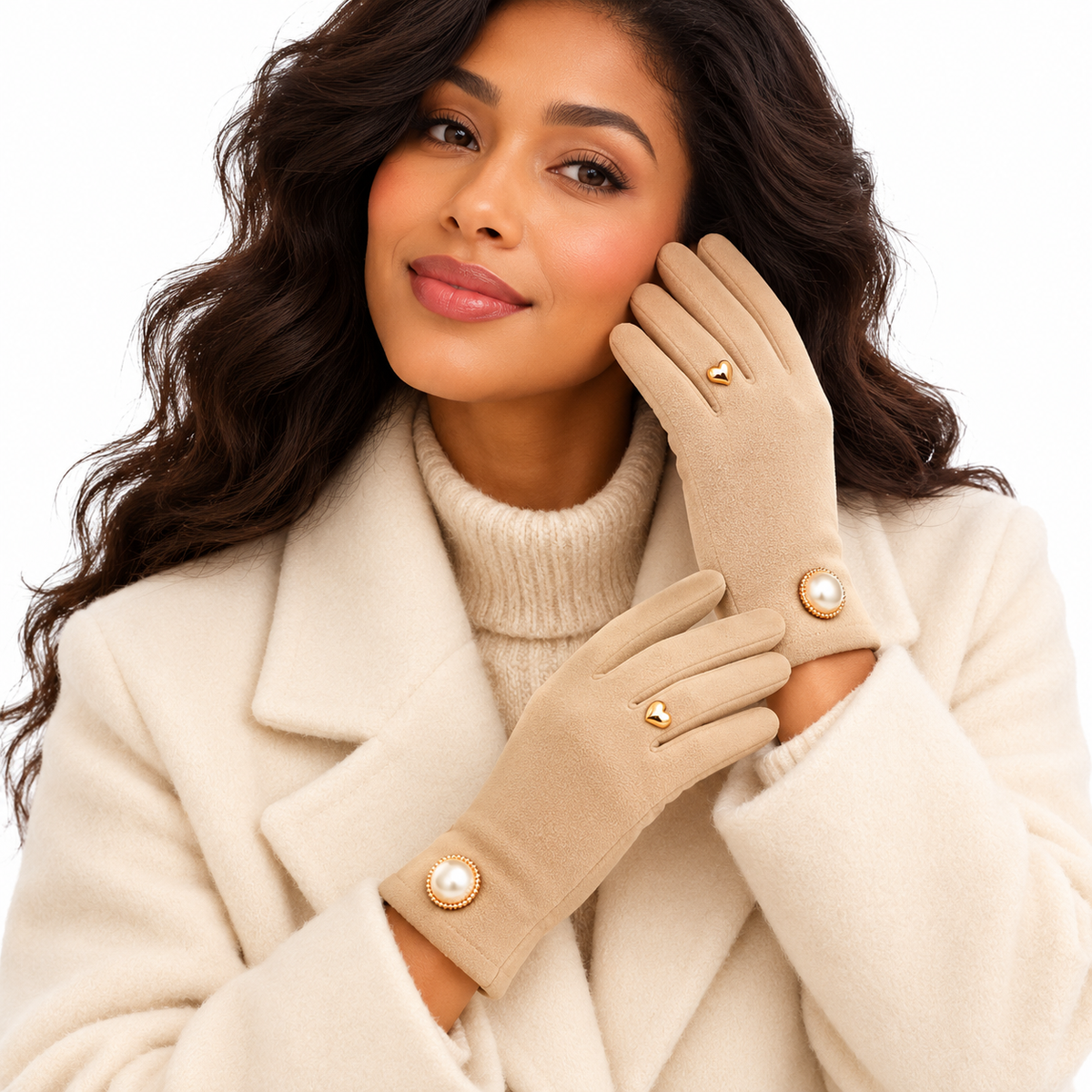 3-Pair Women's Pearl-Accent Dress Gloves Gift Set | Black, Tan & Pink