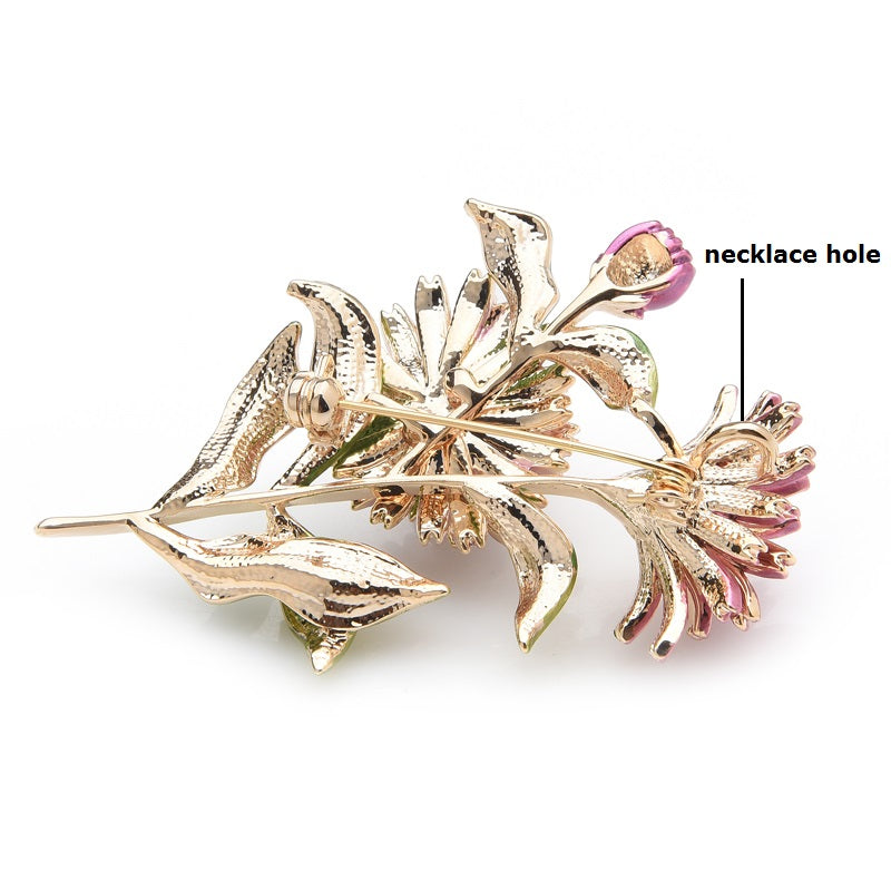 Pink Enamel Daisy Bouquet Brooch – Floral Garden Statement Pin