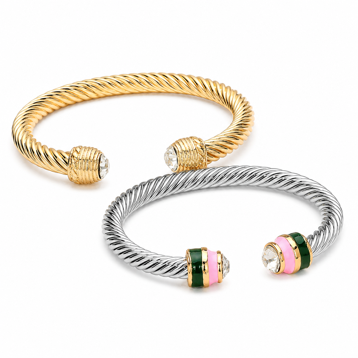 Gold & Silver Cuff Bracelet – Minimalist Open Bangle for Women