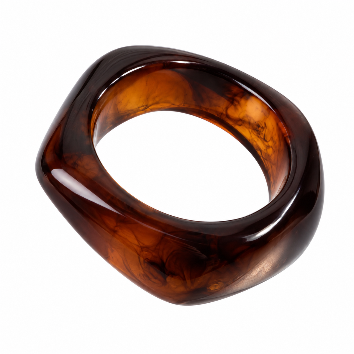 Orange & Black Chunky Square Bangle Bracelet Set, 2 Pieces