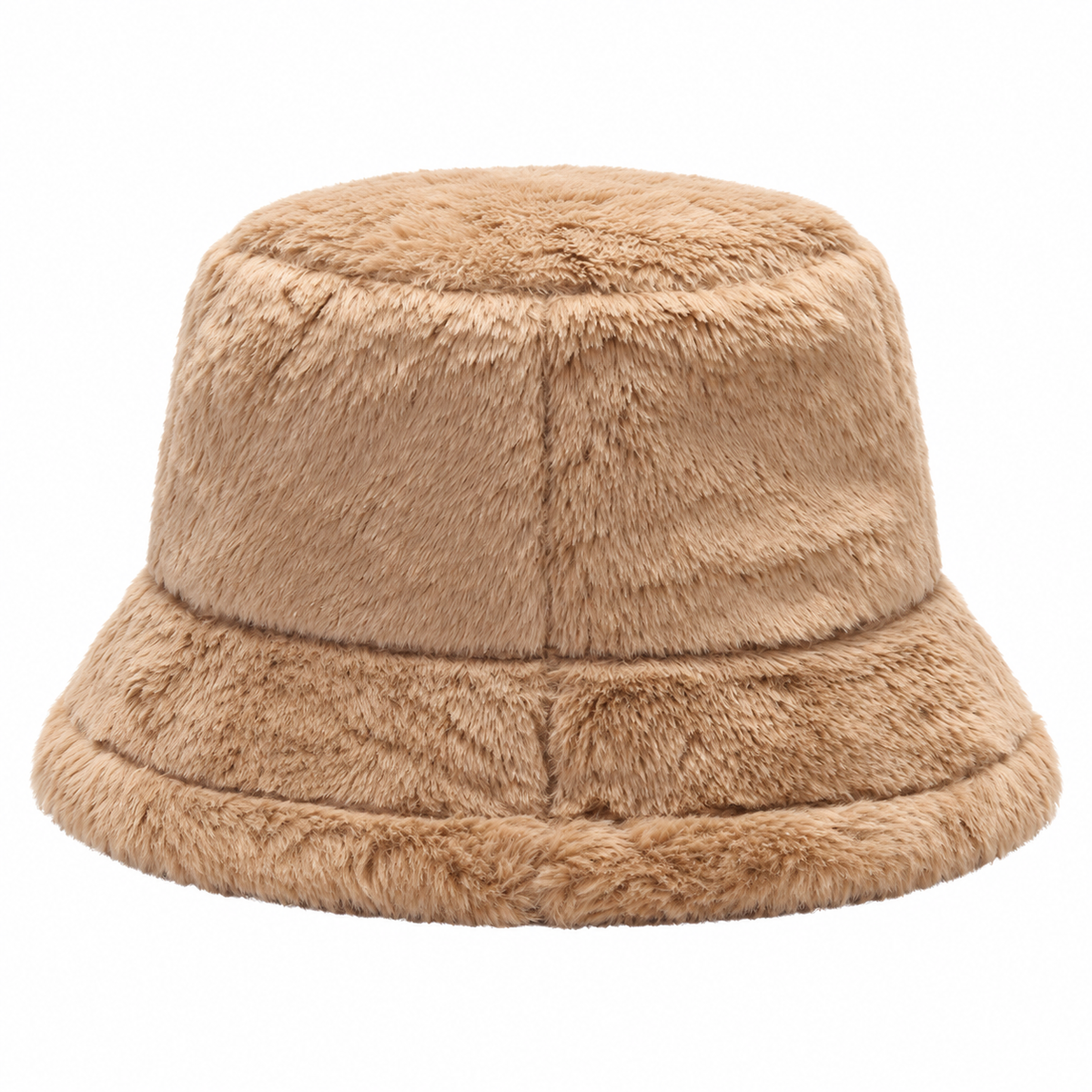 Camel Faux-Fur Bucket Hat for Women