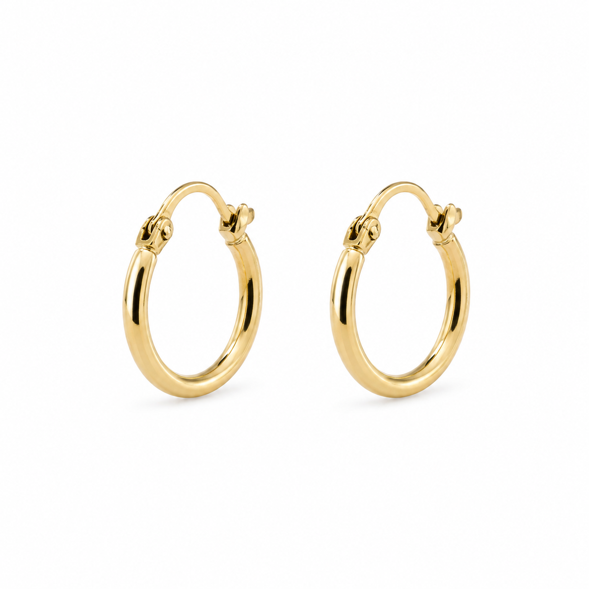 Model wearing CZ stud earrings from the 3-piece gold earring set