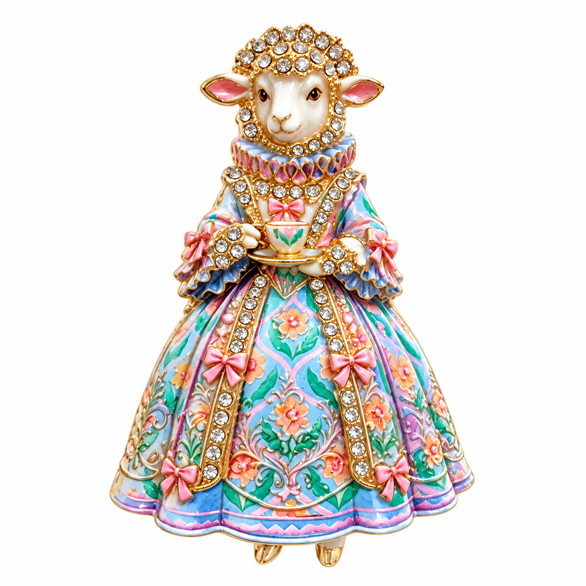 Victorian-Inspired Sheep Brooch Gift Set – 2-Piece Rhinestone Lamb Pins