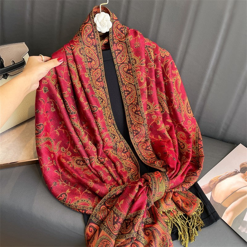 Luxury Pashmina Shawl | Printed Autumn Winter Scarf Wrap for Women