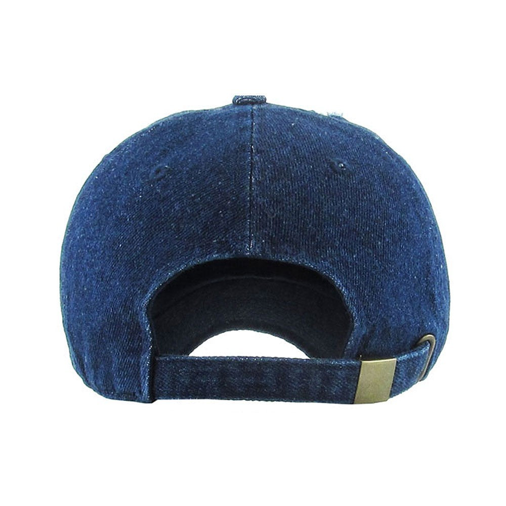Vintage Baseball Cap Men's Dark Blue Denim 100% Cotton with Adjustable Strapback