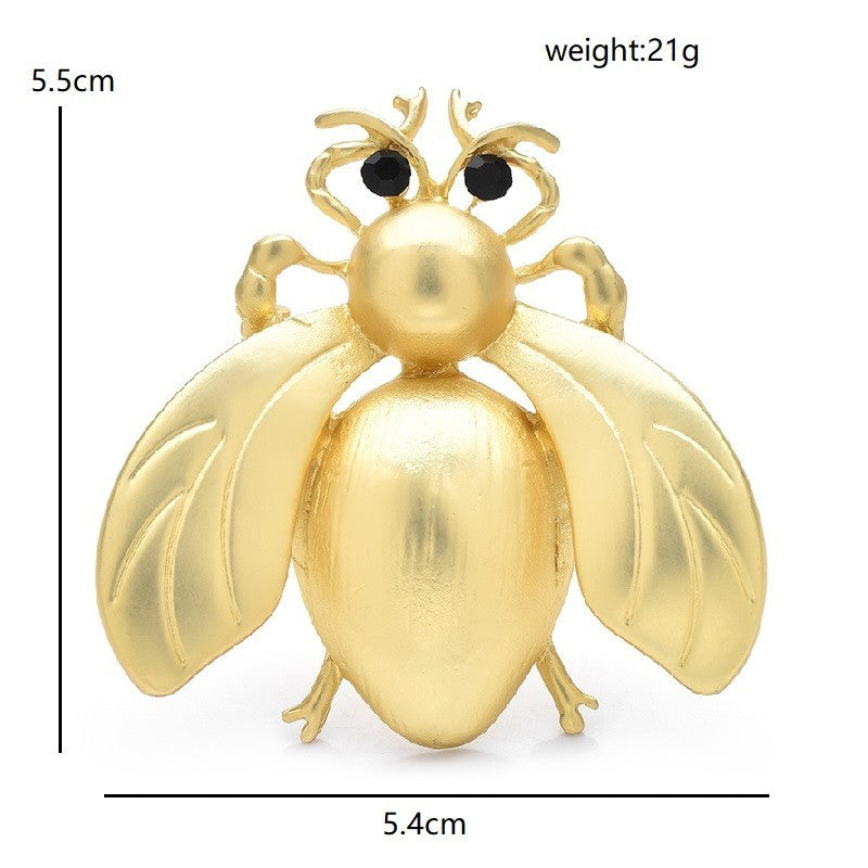 Gold Tone Black Crystal Eye Large Bumble Bee Insect Brooch Pin