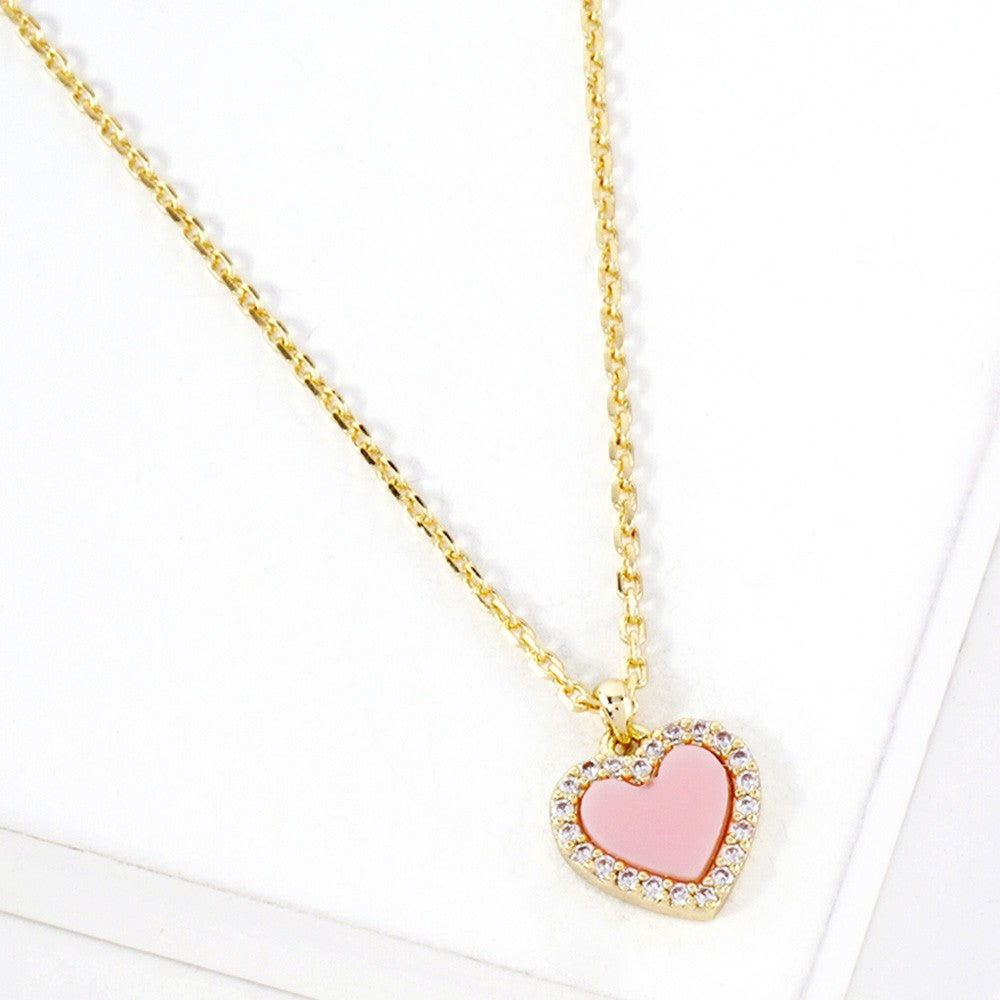 CZ Heart Pendant Necklace for Women Gold Dipped Elegant Jewelry Gift