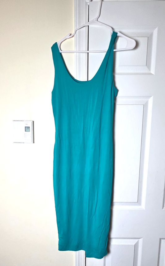 Women’s Sleeveless Bodycon Midi Dress Blue Fitted Stretchy Casual Dress Medium