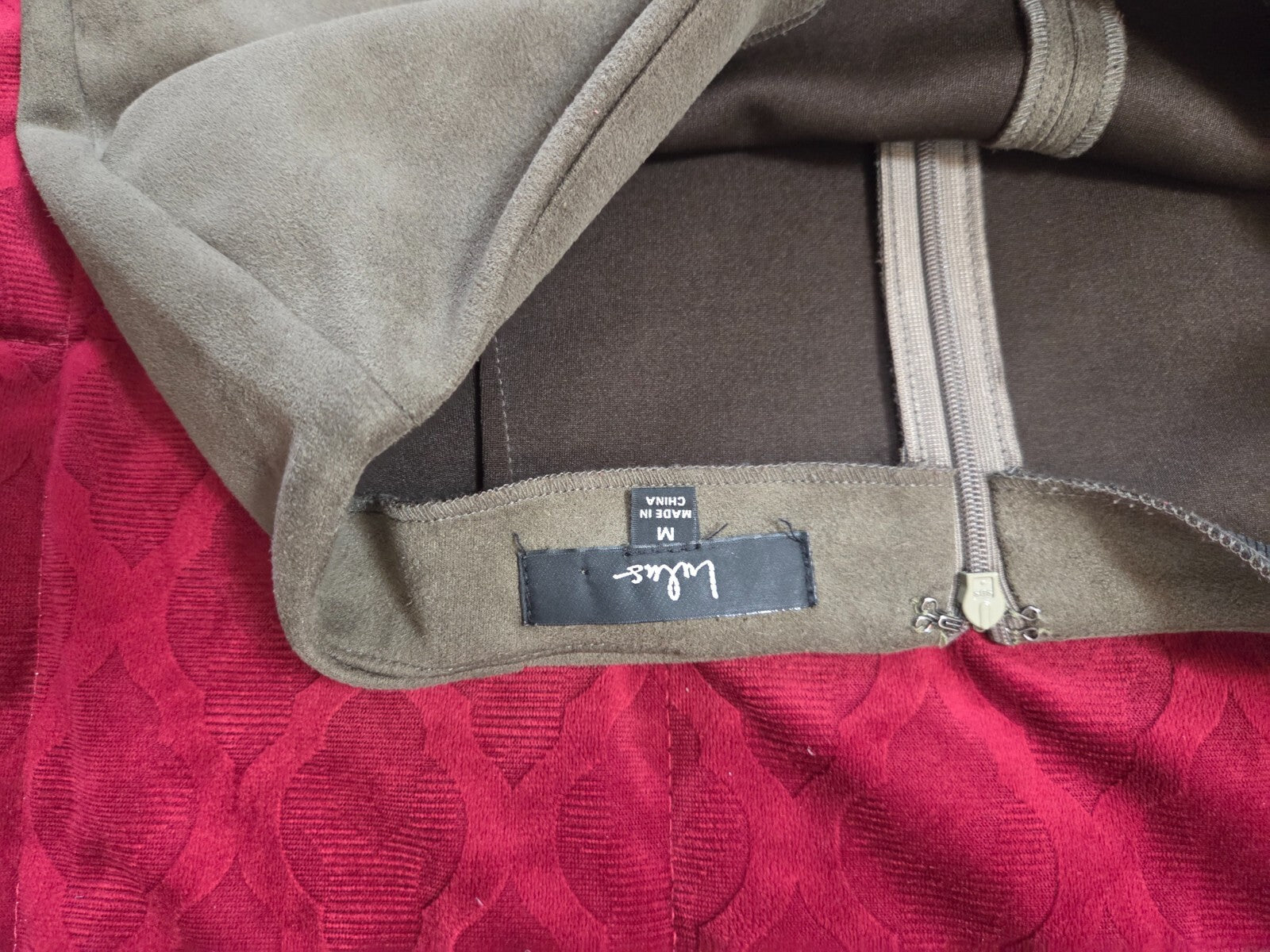 Total Allure Olive Green Suede Pencil Skirt for Women Size Medium