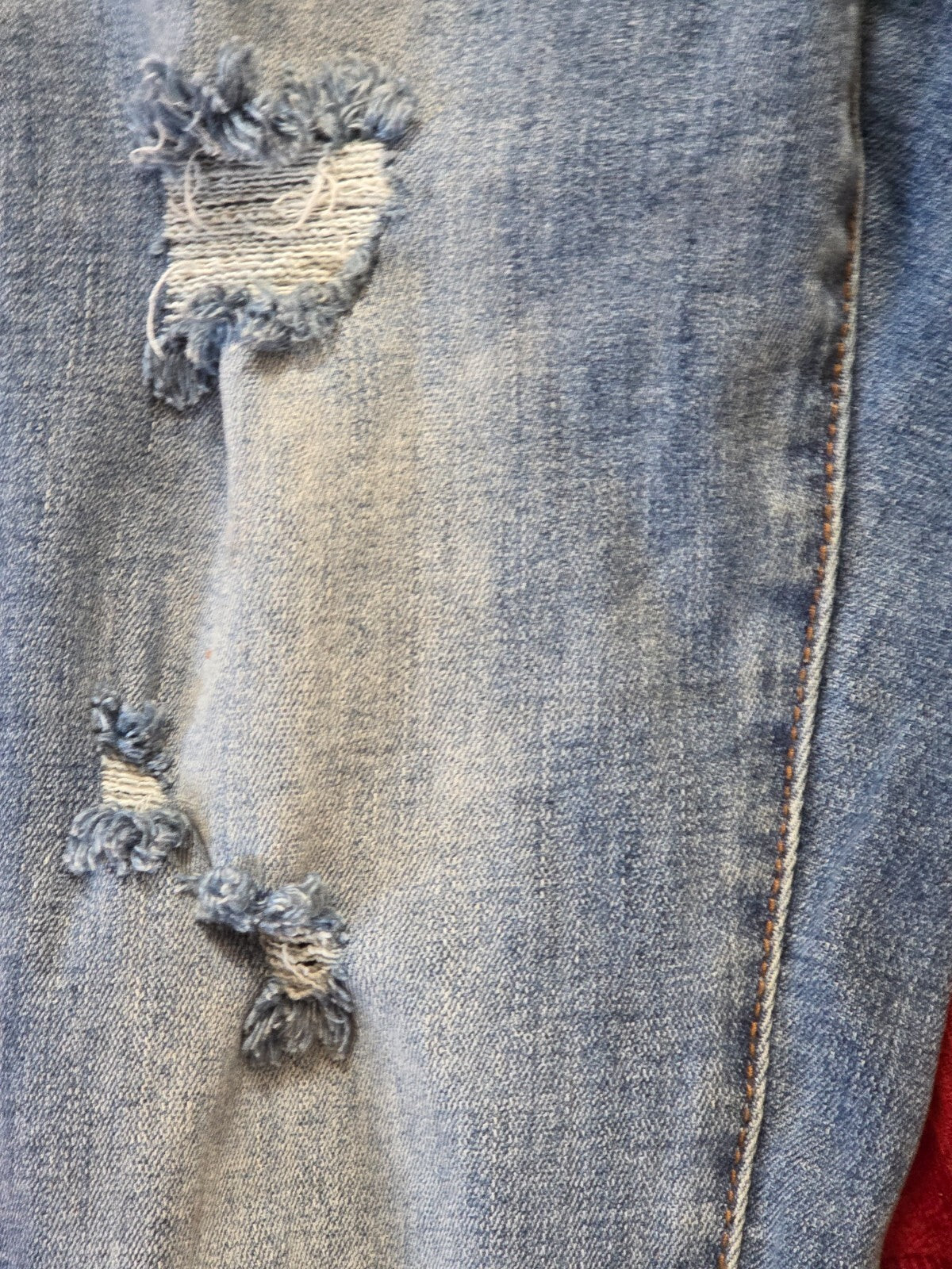 NY & Co Distressed Capri Denim Jeans for Women Size 10 Mid Rise Blue Stretch