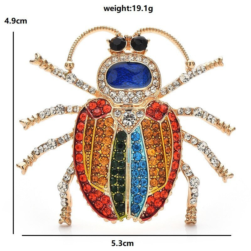 Rainbow Beetle Brooch Pin Insect Multicolored Crystal Rhinestone Gift
