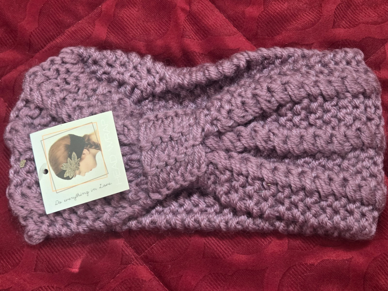 Dusty Mauve Knitted Turban Head Wrap Chunky Twisted Ear Warmer Headband NEW