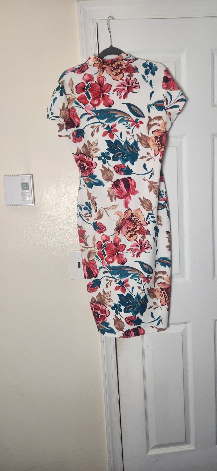 Floral Print Midi Dress for Women – Summer Casual Dress for Ladies, Size Large