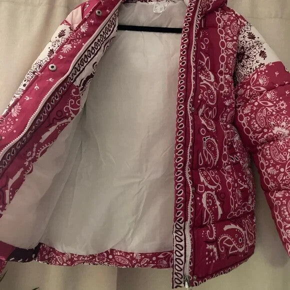 Women’s Paisley Bandana Puffer Jacket Lightweight Warm Stylish Winter Outerwear
