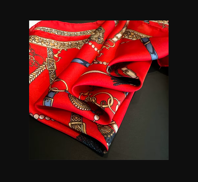 Geometric Print Silk Feel Square Scarf 70x70cm Fashion Neck Head Scarf for Women