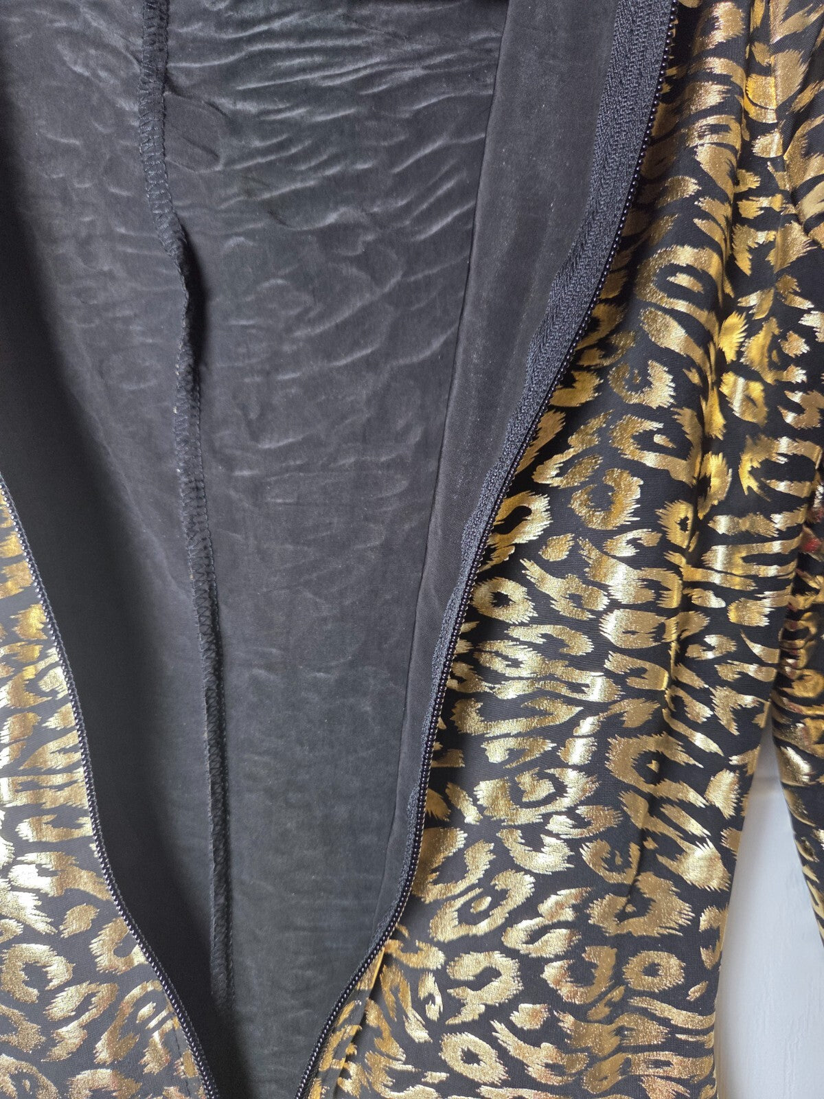 Women’s Leopard Print Bodysuit Jumpsuit Cat Costume Gold Detail Size US S/M