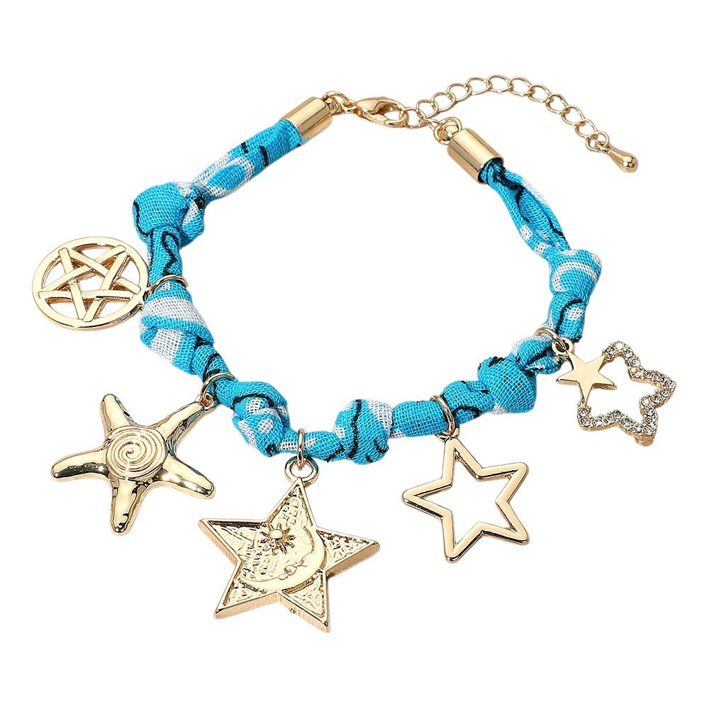 Star Charm Scarf Wrap Fabric Chain Bracelet Women’s Fashion Jewelry