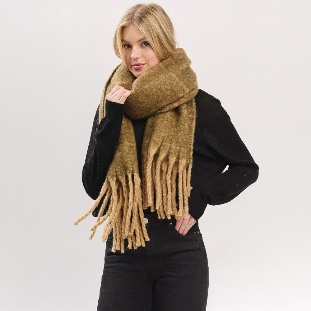 2pcs Oversized Ombre Knit Scarf Wrap Shawl Fringe Scarves for Women Gift Holiday