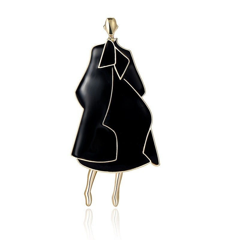 2PC Abstract Fashion Lady Enamel Brooch Set Red & Black Gold Tone Pin New