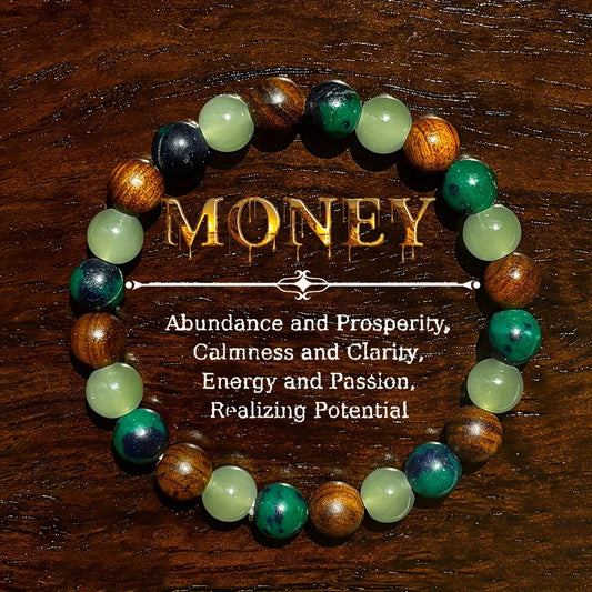 Attract Wealth & Prosperity Natural Stone Wooden Beads Handmade Bracelet Unisex