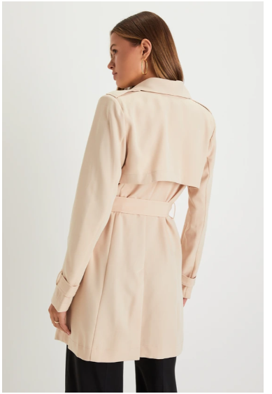 Winnipeg Beige Trench Coat for Women Classic Lightweight Long Belted Jacket