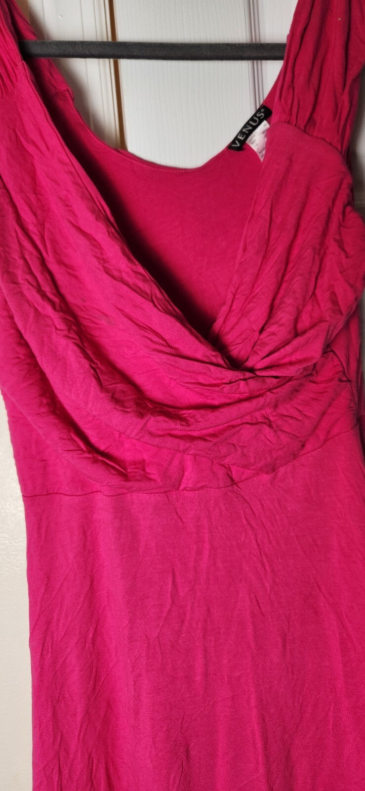 Women's Pink Midi Dress Sleeveless Hot Pink Dresses for Ladies Knee High Outfit